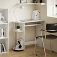 thumbnail image 2 of HOMLUX Simplistic Computer Desk Modern Small-Space Home Office Table with Keyboard Tray & Side Shelf, White/Stainless, 2 of 6