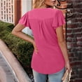 thumbnail image 5 of Timegard Womens Top Summer Ruched Round Neck Ruffle Short Sleeve Comfy Casual Drop Shoulder Blouse, 5 of 8
