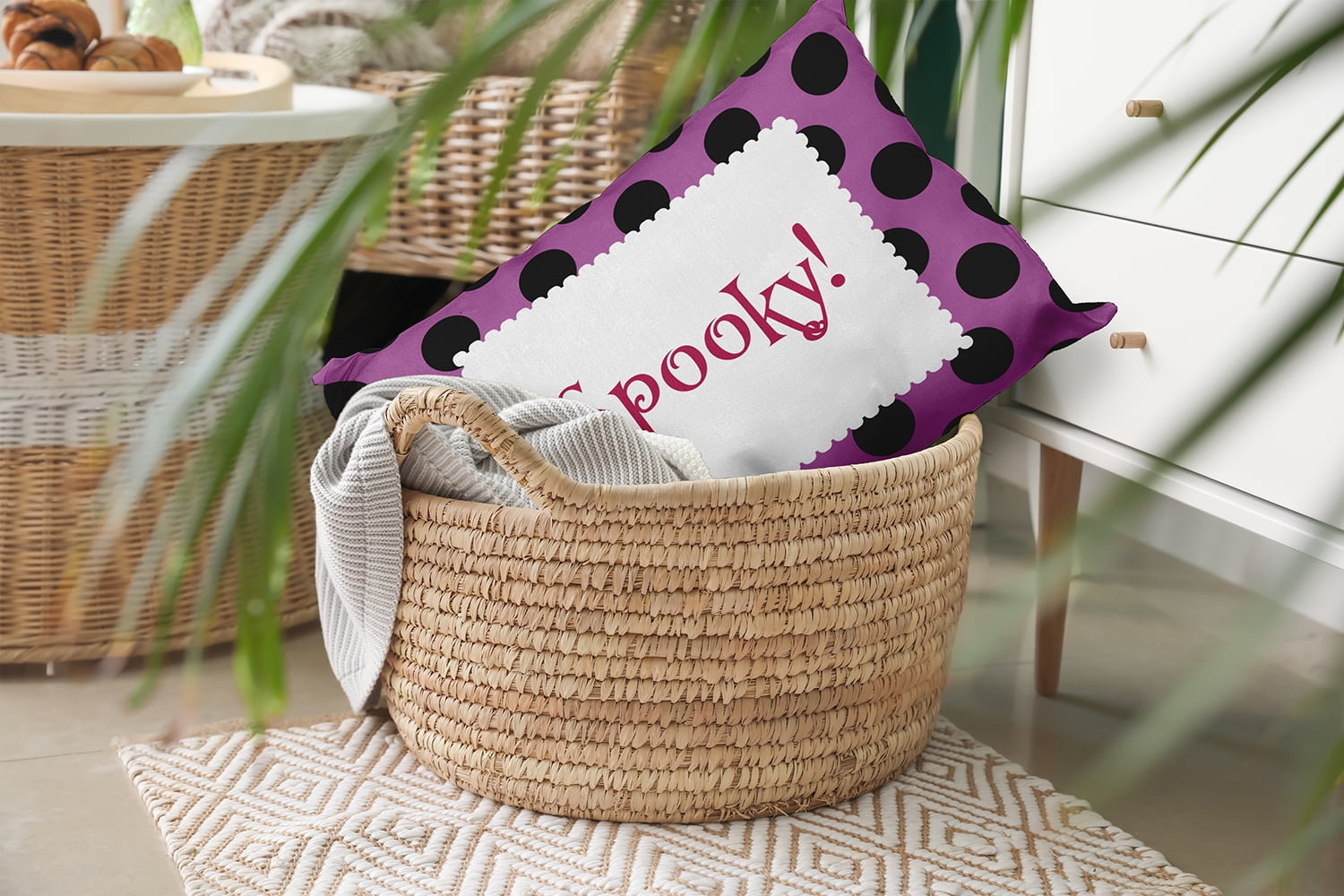20" x 14" Simply Daisy Halloween Spooky Dots Polyester Accent Pillow, Orchid Qty 1