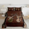 thumbnail image 3 of Manfei Wildlife Deer Print Queen Comforter Set, Jungle Animal Bedding Sets, Branches Plant Botanical Reversible Bedding Comforter Set, Breathable Home Decor, 3pcs, 3 of 9
