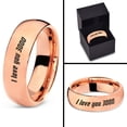 thumbnail image 4 of Tungsten I Love You 3000 Engraved Quote Band Ring 7mm Men Women Comfort Fit 18k Rose Gold Dome Polished, 4 of 4