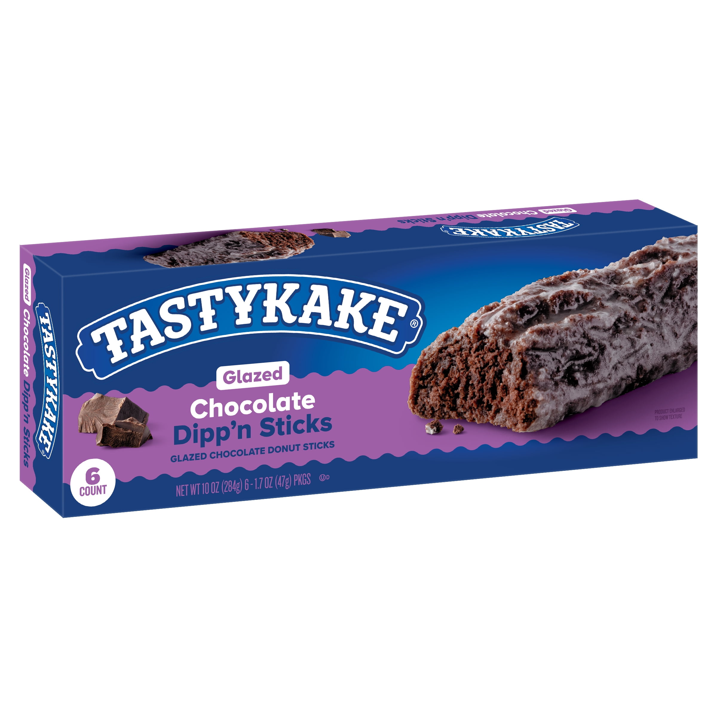 Tastykake Glazed Chocolate Flavored Dipp'n Sticks, Glazed Chocolate Donut Sticks, 10 oz, 6 Ct, Shelf-Stable