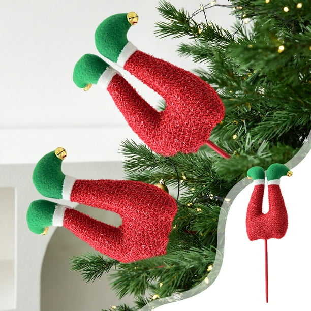 xihome Adorno navideño con forma de sombrero, con varilla para insertar. Ideal para decoraciones festivas. Material: tela suave y afelpada. Medidas: 30 x 11 x 4 cm.