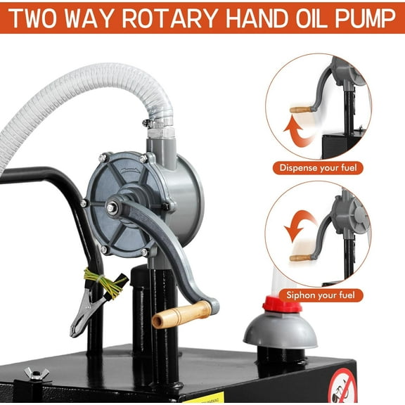 Historyli Fuel Caddy, 50 Gallon, Portable, with Manual Pump, Heavy Duty, on 4 Wheels, Black