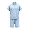 thumbnail image 5 of bravefron Two Piece Sets for Women Summer Zipper V Neck Tops Wide Leg Sweatpants Short Sleeve Top And Shorts Tracksuit Travel Outfits, 5 of 7