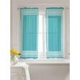 thumbnail image 3 of Aqua White Geometric Tier Curtains 45 Inch Length, Sheer Curtains for Bedroom Living Room Window, Country Greece Key Art Rod Pocket Voile Drapes Kitchen Curtains Small Half Window 27.5"x45" 2 Panels, 3 of 7