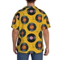 thumbnail image 3 of Gukieu Retro Vinyl Records Print Men's Short-sleeved Shirts, Button-down Pocket Shirts, T-shirts, Beach Vacation Travel Summer Clothing-Medium, 3 of 5