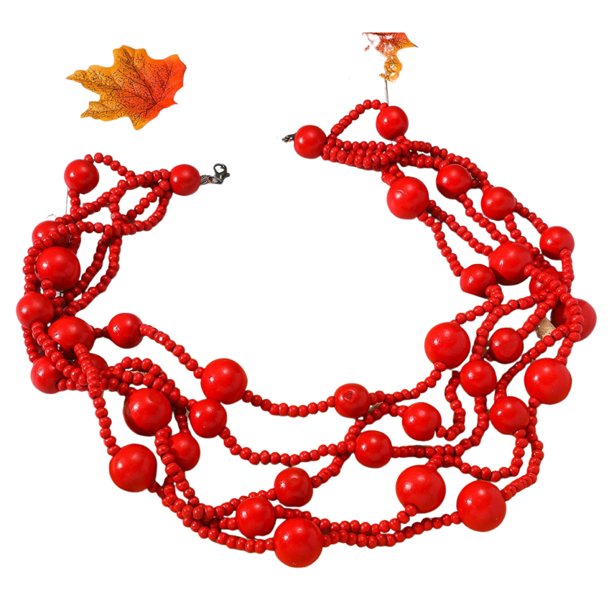 Guardurnaity Collar de bolas grande, ideal para mujeres, con clavícula moderna y versátil, ideal como regalo de Navidad o San Valentín. Ropa, zapatos y accesorios Miscelánea rojo talla única