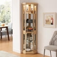 thumbnail image 2 of Roomfitters Corner Glass Display Cabinet, Lighted Curio Cabinet, Corner Display Case for Living Room, Antique Collection, Wine or Bar Glass Storage, Light Included, Light Oak, 2 of 6