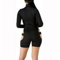 thumbnail image 6 of Women Sexy Hollow Out Jumpsuit Turtle Neck Buckle Zip Bodycon Romper Biker Bodysuit Y2K Clubwear, 6 of 6