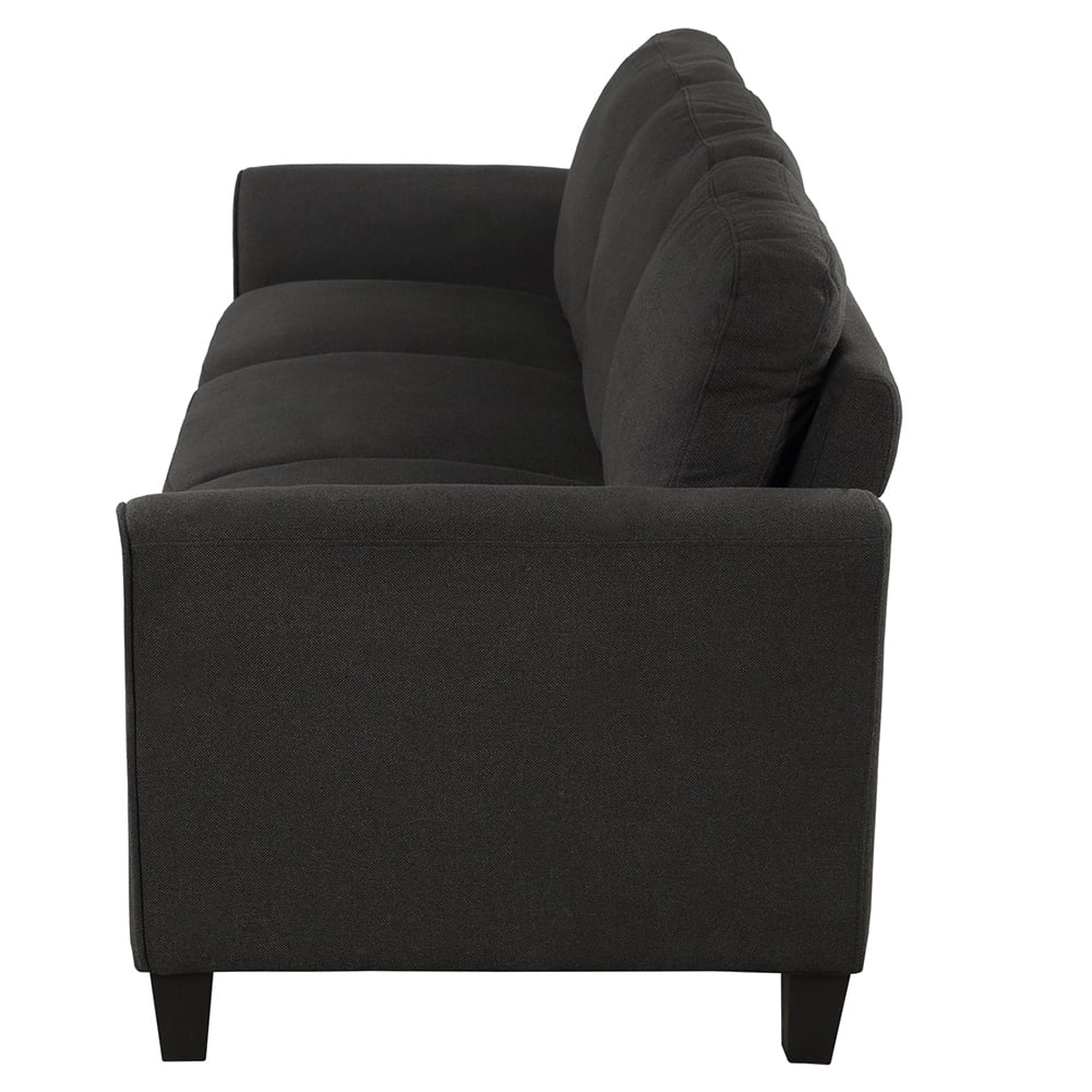 Kadyn Modern 3-Seat Apartment Sofas Couch, Upholstered Sofa with Wood Legs, Futon Sofa for Living Room, Black
