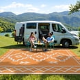 thumbnail image 5 of SUNDEREY 8’X10’Outdoor Rugs Waterproof Plastic Straw Mat,8X10ft Reversible Outdoor Camping Rug for RV Patio Deck Beach Pool Balcony Picnic,Orange & White, 5 of 8