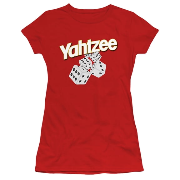 Yahtzee Tumbling Dice S/S Junior Women's T-Shirt Sheer Red