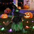 thumbnail image 2 of XIEULQP Halloween Witches Outdoor, Witches Holding Riding with Broom, Witch Decorations with Glowing Face for Yard Garden Outside Lawn Porch, 2 of 6