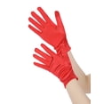 thumbnail image 4 of INSPIRE CHIC Solid Color Satin Full Finger Gloves Wrist Length Short Gloves for Women Red One Size, 4 of 6