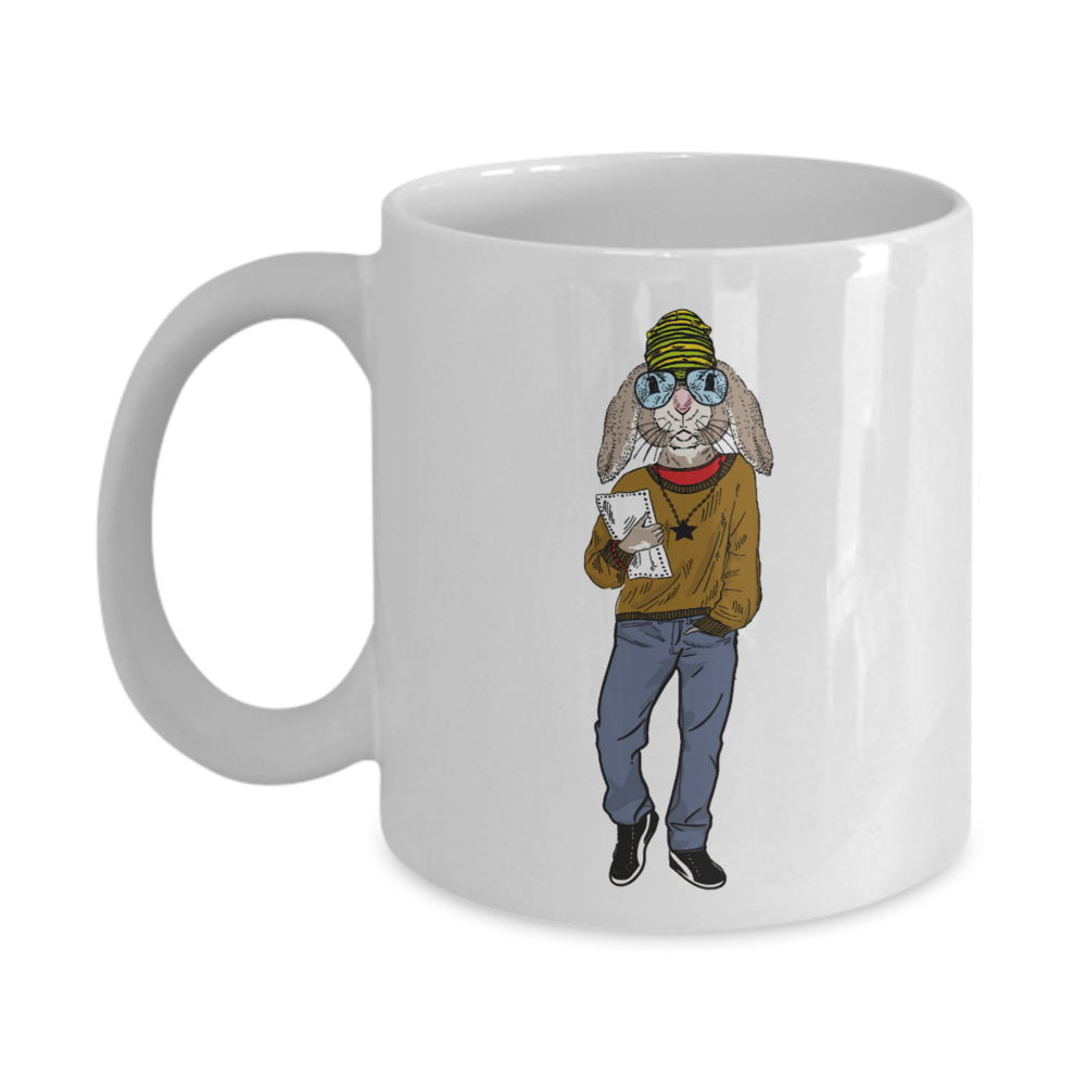 Hipster Rabbit Cute Hipsters' Coffee & Tea Mug, Office Cup, Table Décor, Accessories, Ornament