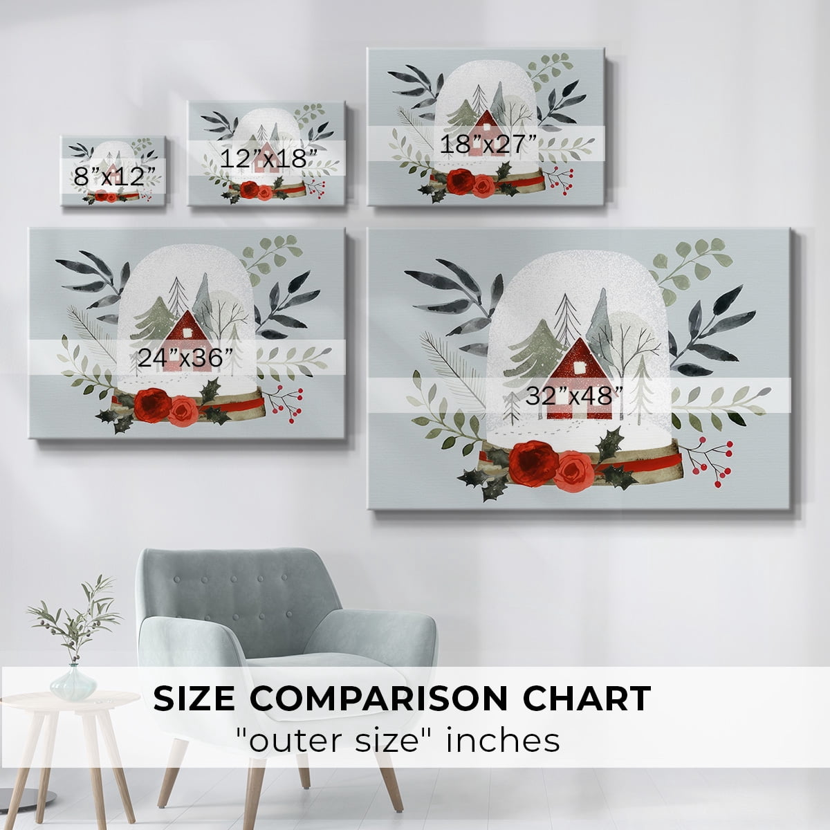 Snow Globe Village Collection A- Gallery Wrapped Canvas