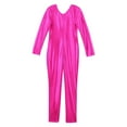 thumbnail image 5 of YONGHS Kids Girls Glossy Metallic Unitard Long Sleeve Bodysuit Ballet Dance Gymnastic Jumpsuit Hot Pink 4, 5 of 5