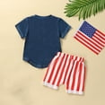 thumbnail image 4 of Fesfesfes Kids 4th of July Outfit Toddler Kids Baby Boys Fashion Independence Day Cute Short Sleeve Stripe Print Casual Shorts Suit 12-18 Months, 4 of 9