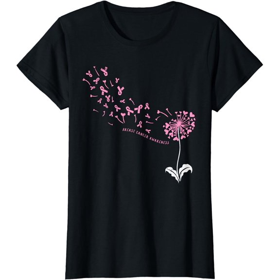 Dandelion Breast Cancer Awareness Pink RIbbon Support Gift T-Shirt