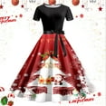 thumbnail image 2 of Adeawade Christmas Dresses For Women 2025 Short Sleeve Evening Party Prom Dress Winter Round Neck Plaid Prints Dresses Retro Clothes Hot Pink M, 2 of 3
