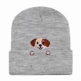 thumbnail image 4 of XIAOCHA Thick Fall‑Winter Beanie for Women，Puppy‑Embroidered Outdoor Skullcap,Light Gray, 4 of 6