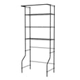 thumbnail image 4 of TidBay Over Washer and Dryer Shelves, 3 Tiers Laundry Room Storage Organizer, Adjustable Height Metal Freestanding Clothes Drying Rack with Hanger Rod & Hooks, 33.46" L x 19.69" W x 77.95" H, Black, 4 of 7