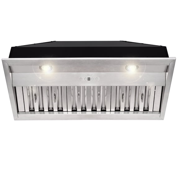 Akicon 36 Inch Stainless Steel Range Hood Insert, 600 CFM Ducted Built-in Vent Hood, Ultra Quiet, Dimmable Cool & Warm Dual LED Lights, Dishwasher Safe Filters