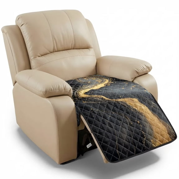 Kuiaobaty Marble Print 1 Piece Armless Recliner Chair Covers, Non Slip Sofa Cushion Slipcover, Quilted Waterproof Furniture Protector for Living Room, Bedroom