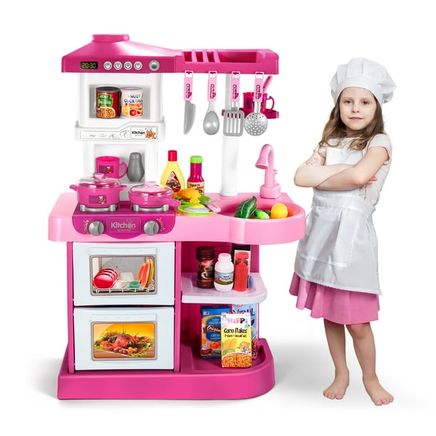 Play Kitchen Playset Pretend Food 53Pack Pink Kitchen Toys for