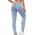 thumbnail image 4 of Womens Mid Rise Skinny Jeans Stretchy Butt Lift Tummy Control Trendy Jeggings Denim Pants, 4 of 6