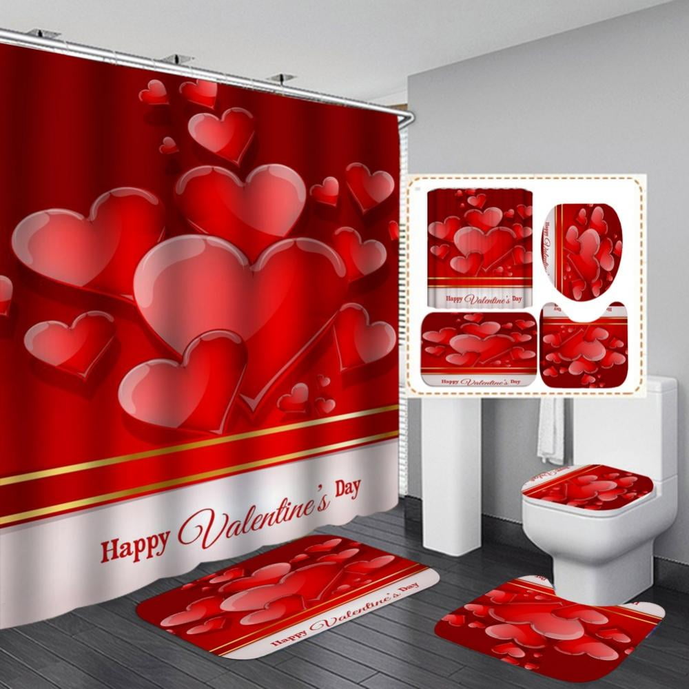 Valentine's Day Shower Curtains Bathroom Sets Waterproof Shower Curtain