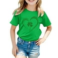thumbnail image 4 of Baby Girl Shirts Crew Neck Short Sleeve T Shirt Top St Patricks Day Shirt Kids Everyday Funny Tees T-Shirt Boys & Girls Shirts Green,3-4 Years, 4 of 4