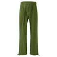 thumbnail image 4 of Audhol Womens Linen Pants Womens Cotton Casual Loose Pants Comfy Work Pants with Pockets Elastic High Waist Paper Bag Drawstring Pants Summer Pants for Women Army Green XL, 4 of 6