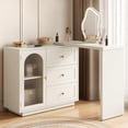 thumbnail image 2 of RoyalCraft 59” Makeup Vanity Desk, White Vanity Dresser Combo, Modern Corner Makeup Table with 3 Drawer & 1 Door, Wood Dressing Table for Women Girlfriend, Vanity for Bedroom (Without Mirror), 2 of 7