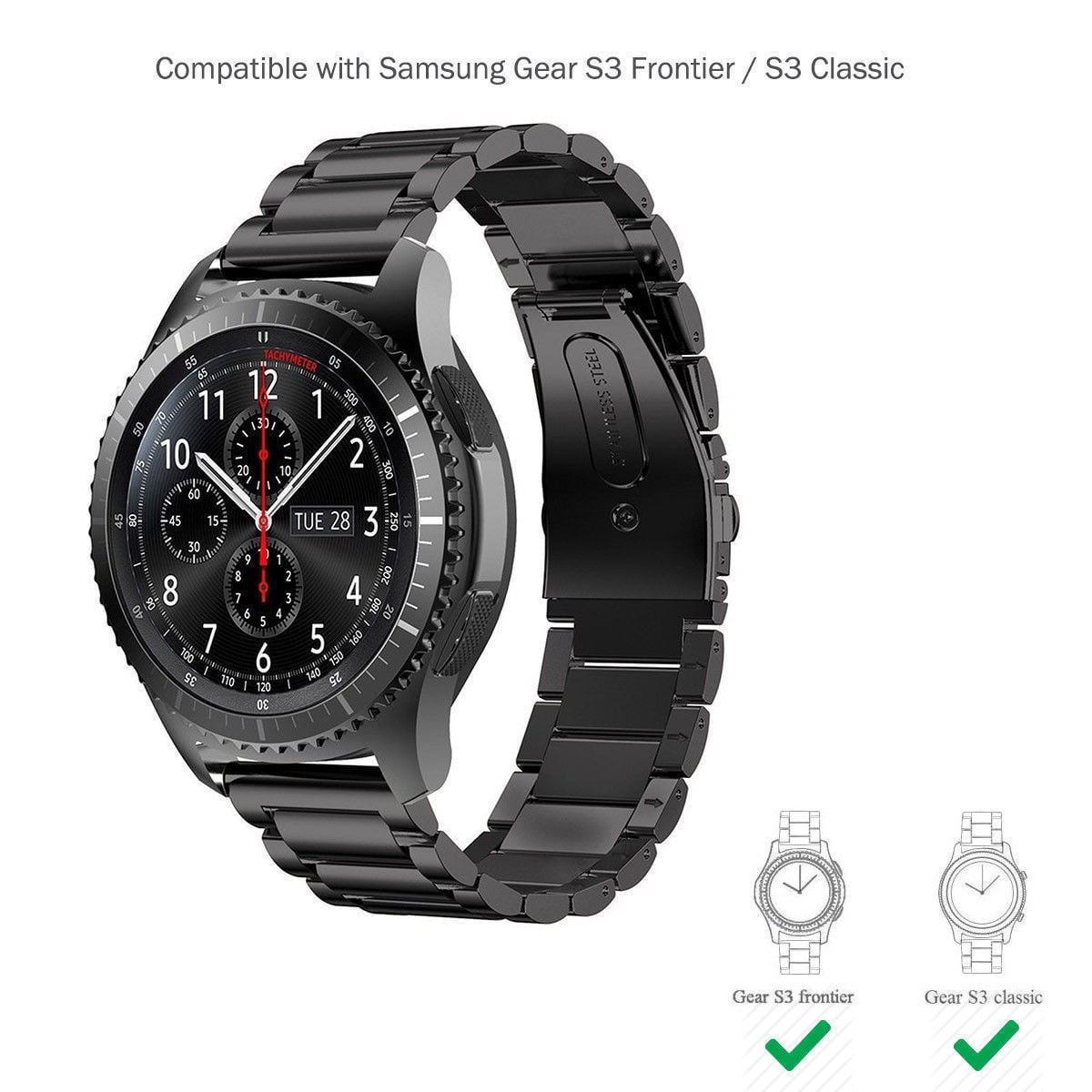 Electronic 22mm Stainless Steel Bracelet Strap for Samsung Gear S3 Frontier S3 Classic Watch Band Silver Walmart