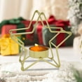 thumbnail image 6 of Christmas Iron Star-Shaped Candlestick - Festive Party Table Decoration, Durable Metal Candle Holder, Elegant Home Holiday Gift, Sparkling Star Design Xmas Tabletop Ornament, Gold, 6 of 6