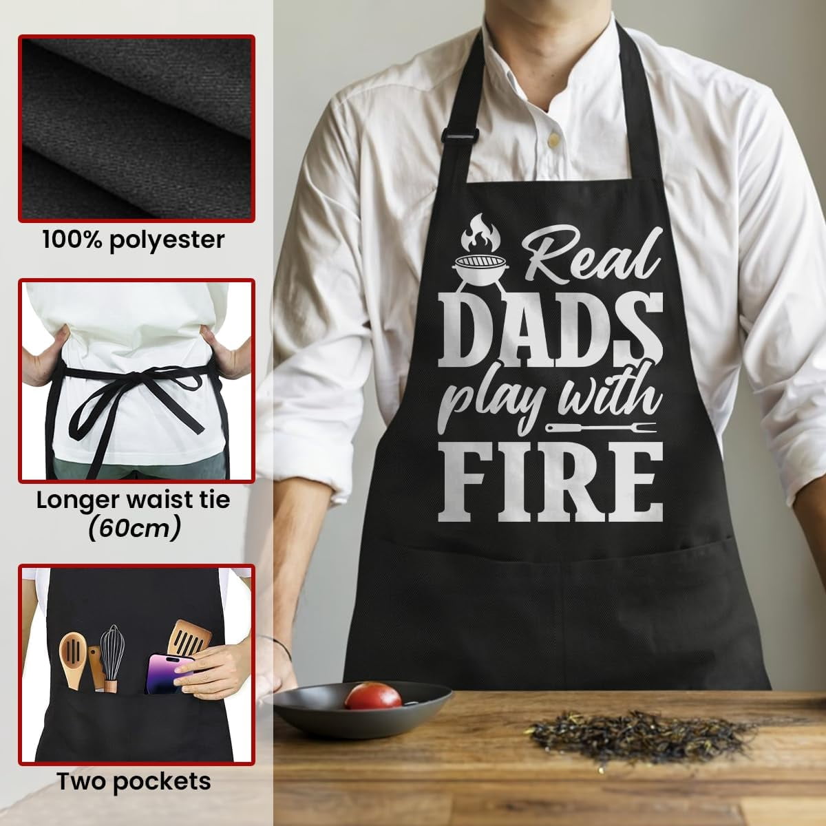 Funny Apron for Dad - Birthday Father’s Day Cooking Grilling Gifts for Mens
