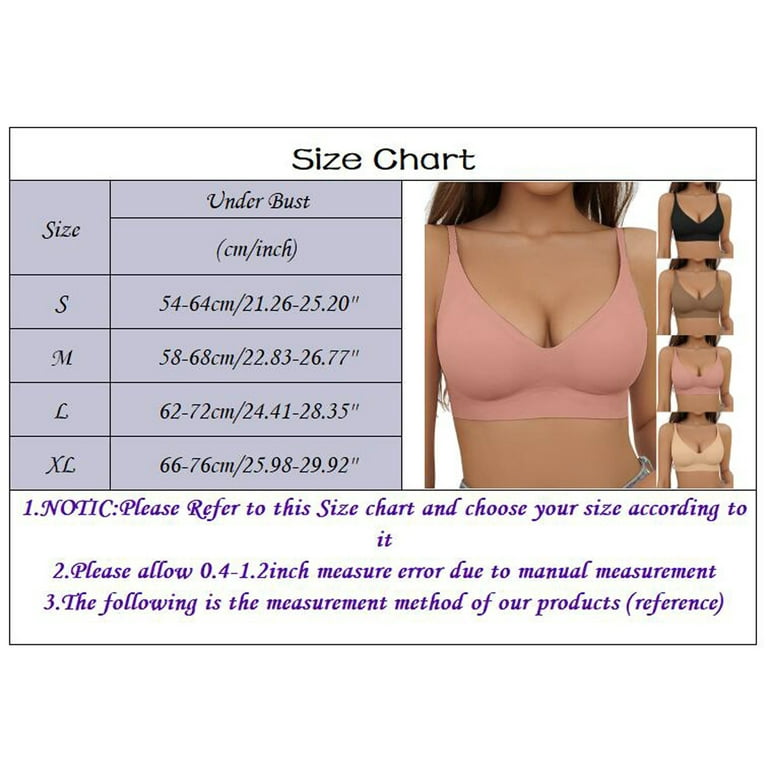 Xinqinghao Women's Adjustable Strap Wireless Bra Ssolid Color Seamless  Padded Underwear Coffee M 