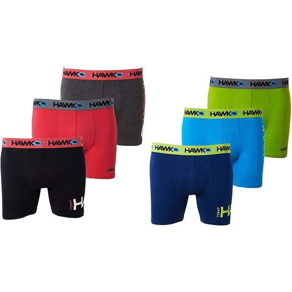 TONY HAWK Mens Athletic Boxer Briefs - Cotton/Spandex 6-Pack Stretch Training Breathable No Fly Small-5X