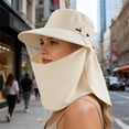 thumbnail image 6 of Btomtd Outdoor Sun Hat with Face & Neck Flap, UPF 50+ Wide Brim Breathable Fishing Hat for Hiking Travel Beach Cycling, Beige, 6 of 6