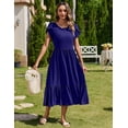 thumbnail image 4 of Vestido Zeagoo, casual, holgado, de lino de playa, color azul marino, talla S, 4 of 6
