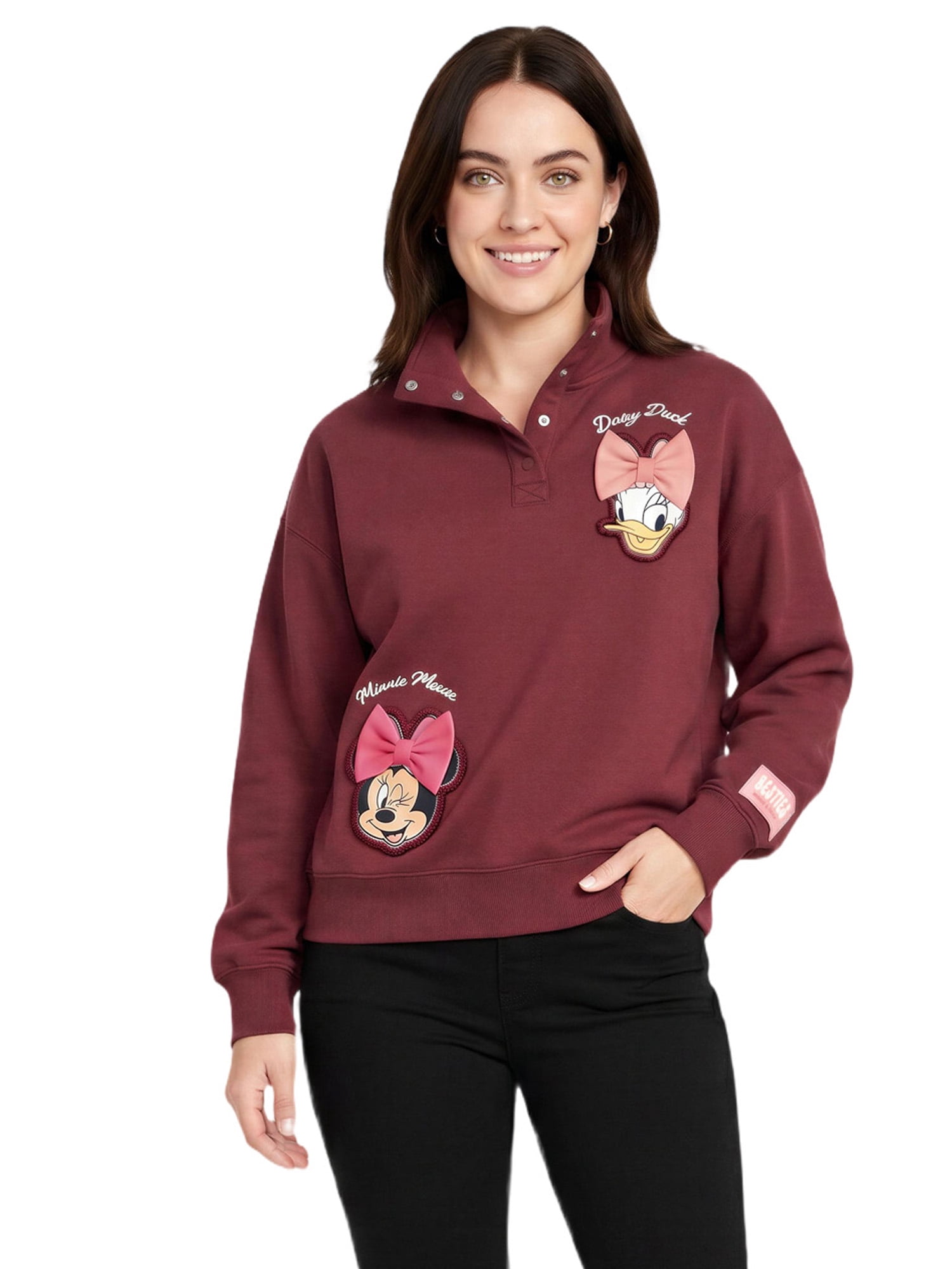 Minnie Mouse Womens Quarter Snap Pullover, Sizes XS-3XL