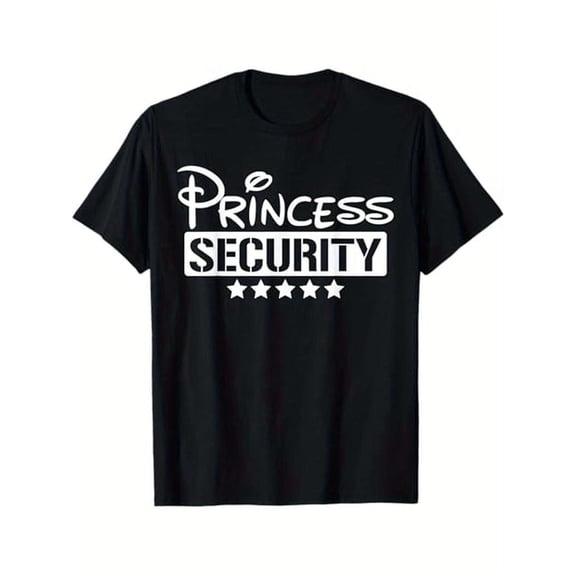 Princess Security Funny Birthday Halloween Party design T-Shirt. 100% Cotton, Halloween Gift for Princess Lovers, Black Short Sleeve T-Shirt, S - XXXL