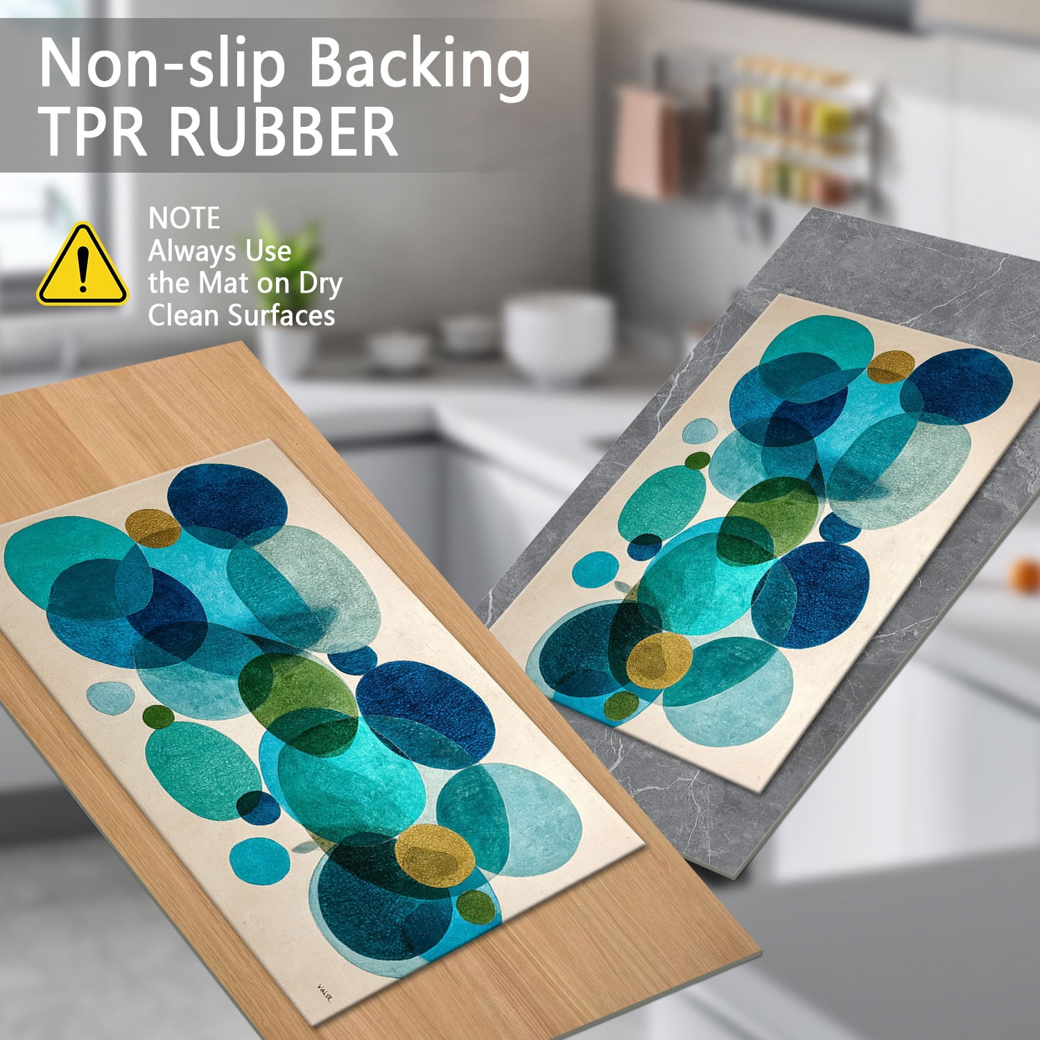 3 Piece Kitchen Rug Set, Non-Slip And Washable, Abstract Pattern Kitchen Hallway Rug, Soft And Comfortable, Suitable For Sinks, Floors, Entrances, Hallways and Bathrooms