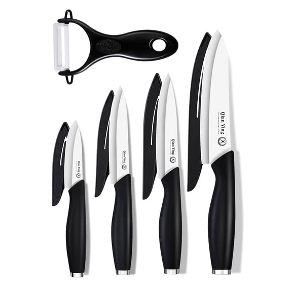 Plys Ceramic Knife Sets with Covers for Kitchen Sharp Blade 9 Piece Ceramic Knives Set with Peeler