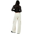 thumbnail image 5 of Biekopu Women's Casual Cargo Pants, Solid Color Elastic Waist Loose Trousers with Pockets Streetwear, 5 of 5