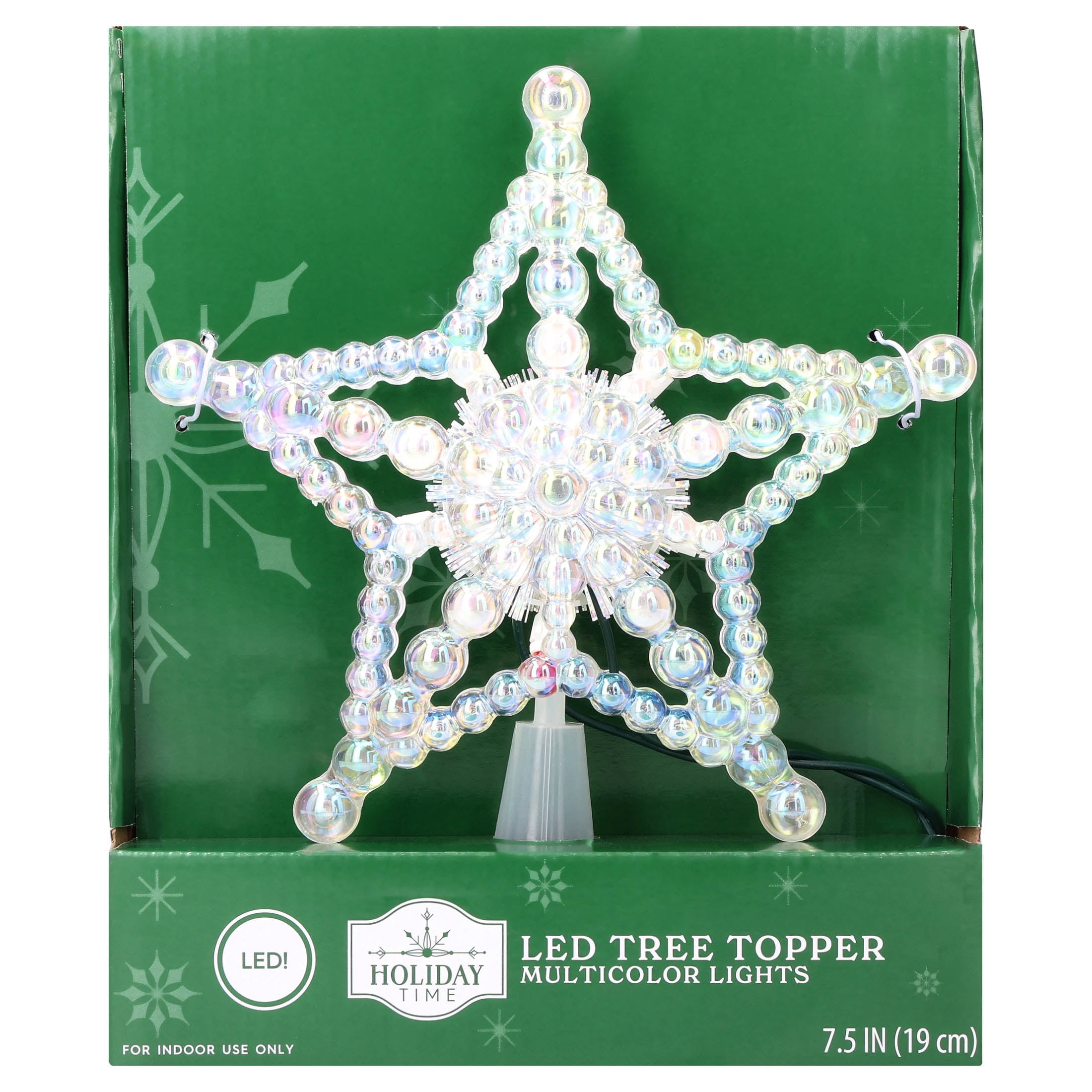 LED Beaded Star Christmas Tree Topper, Iridescent, 7.5", by Holiday Time