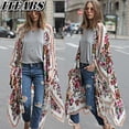 thumbnail image 3 of Mode Femme Châle Kimono Cardigan Long à Imprimé Floral Ample Chemise Blouse, 3 of 5