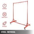 thumbnail image 3 of VEVOR Adjustable Painting Rack 5ft-7ft - Automotive Paint Stand with 8 Hooks, Swiveling Wheels, Red Finish, 3 of 11